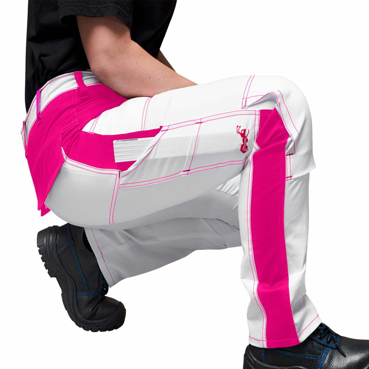 Arbeitshose-Stretch-für-Damen-Weiß-Malerhose-komplett-mit-Kniepolstertaschen