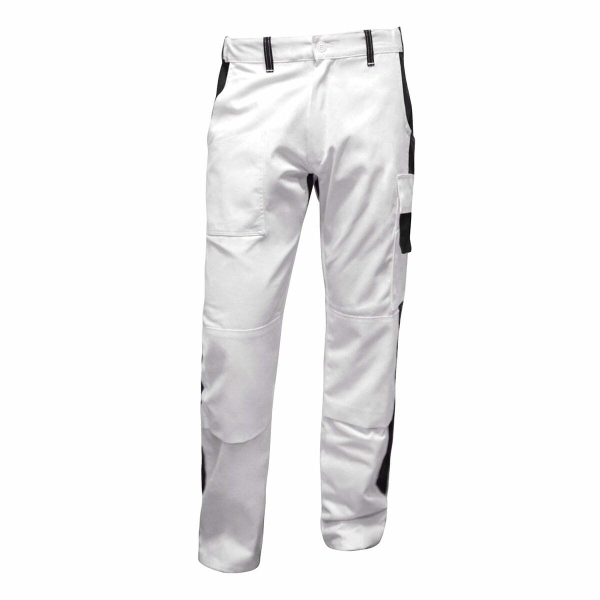 Malerhose-Herren-Weiß-StrongAnt®-(Arbeitshose-maler-mit-Kniepolstertaschen)-100 %-Baumwolle