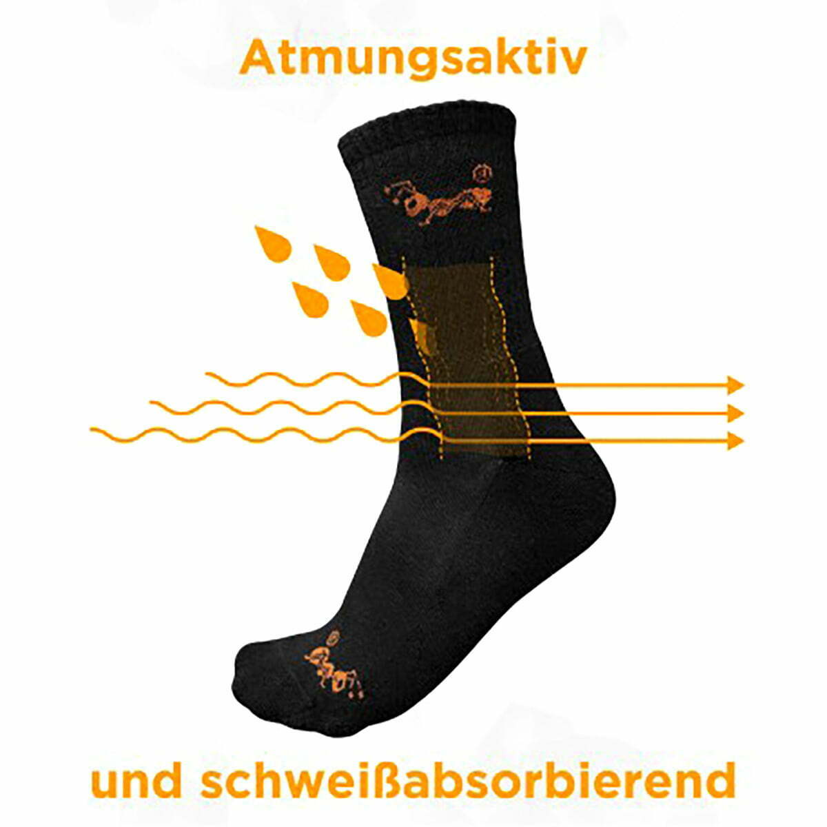 Sportsocken für Unisex. Elastische, atmungsaktive Baumwollsocken. Dicke, lange, schwarze Socken mit Frotteesohle